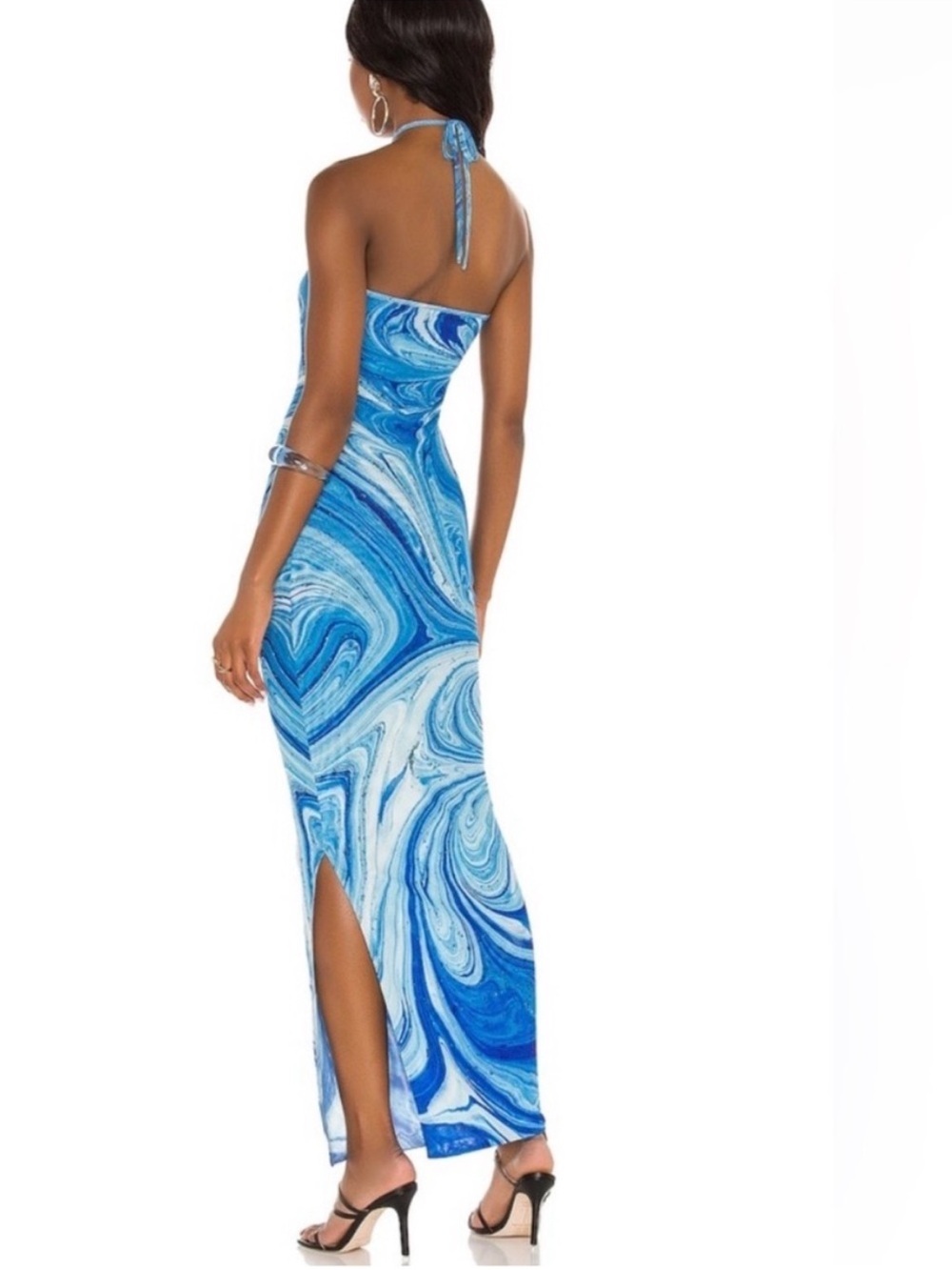 NWT Farai London X REVOLVE Saira Dress Blue Marble Size Large Resort Beach Party - Picture 2 of 7